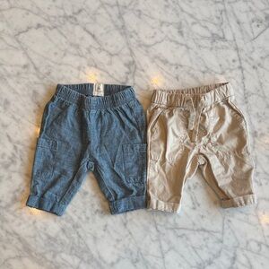 GAP- Preemie denim and Beige Pull-On Pants